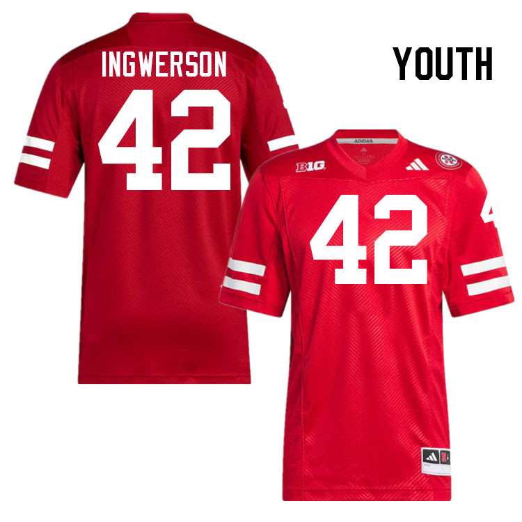 Youth #42 Eric Ingwerson Nebraska Cornhuskers College Football Jerseys Stitched Sale-Scarlet